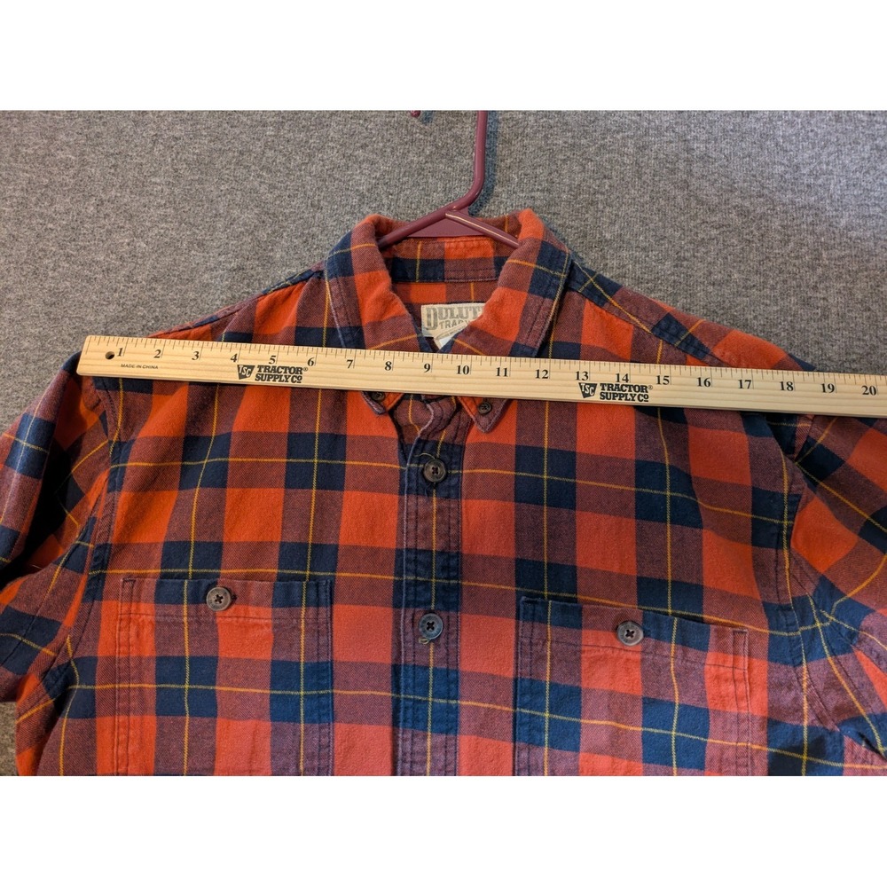 Duluth‎ Trading Shirt Men's Med Orange Plaid Button Up Long Sleeve Soft Flannel - Picture 4 of 10